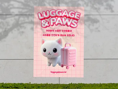 Luggage and Paws poster 3d 3d art 3d illustrations advertising branding design colorful concept graphic design illustrations poster poster design print
