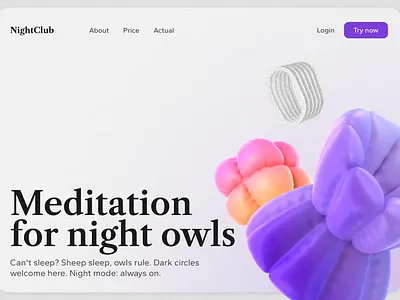 Landing page with floating 3D objects 3d abstract animation concept fitness geometric illustration illustrations landing landing page layout motion graphics ui ui design visual identity web design website website design