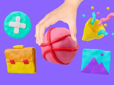 3D icon pack with clay effect 3d 3d art 3d icons colorful colors fun graphic design icon icon design icon pack icons inspiration