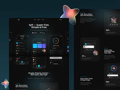 Chat Messenger Landing Page ✨ ai app appledesign blockchain clean crypto discord ios landing messaging minimal mobileapp modern neon slack telegram web3 whatsapp