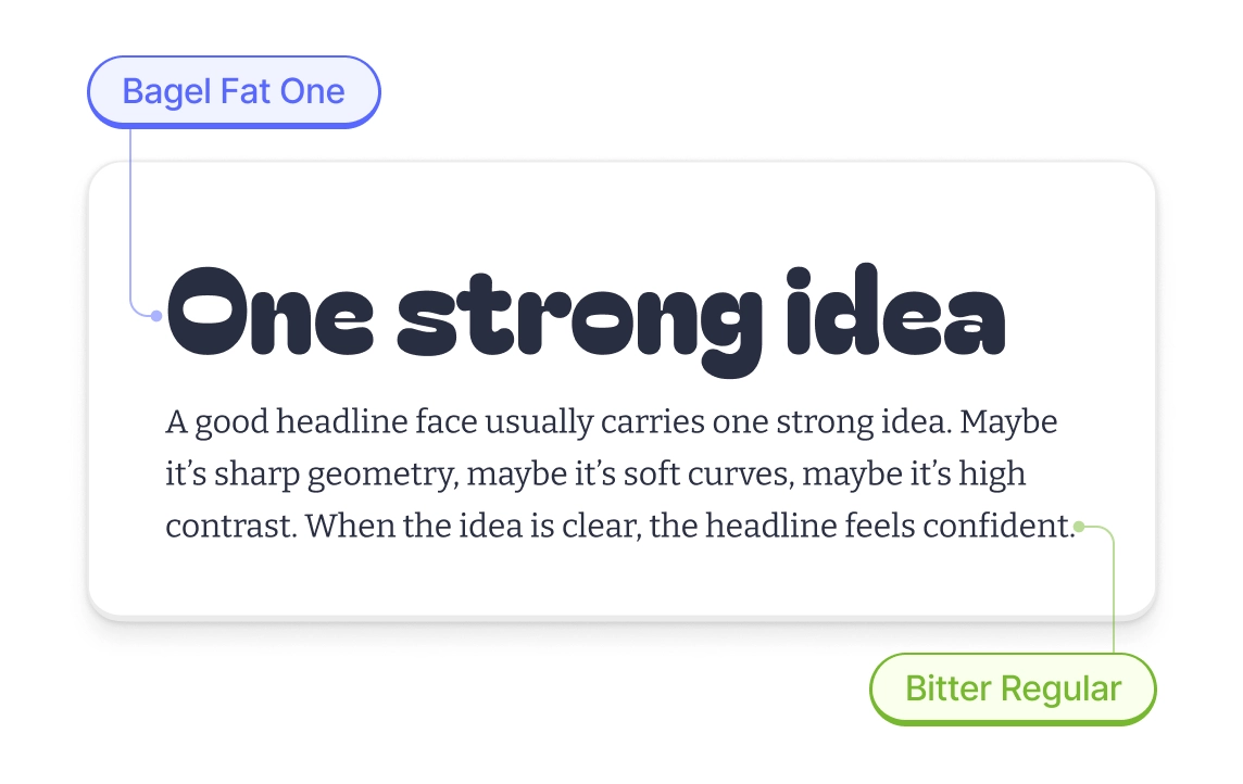 Bagel Fat One + Bitter Regular font pairing example