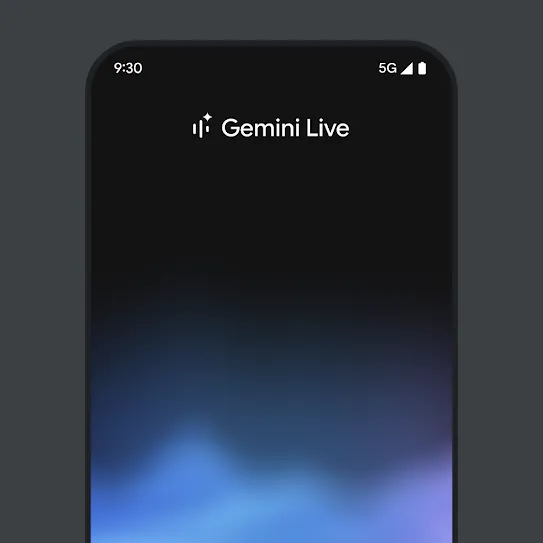 Visual of a smartphone screen displaying Gemini Live.