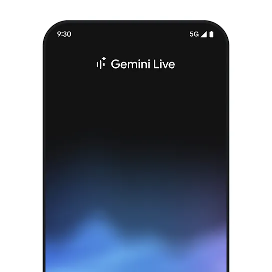 Visual of a smartphone screen displaying Gemini Live.