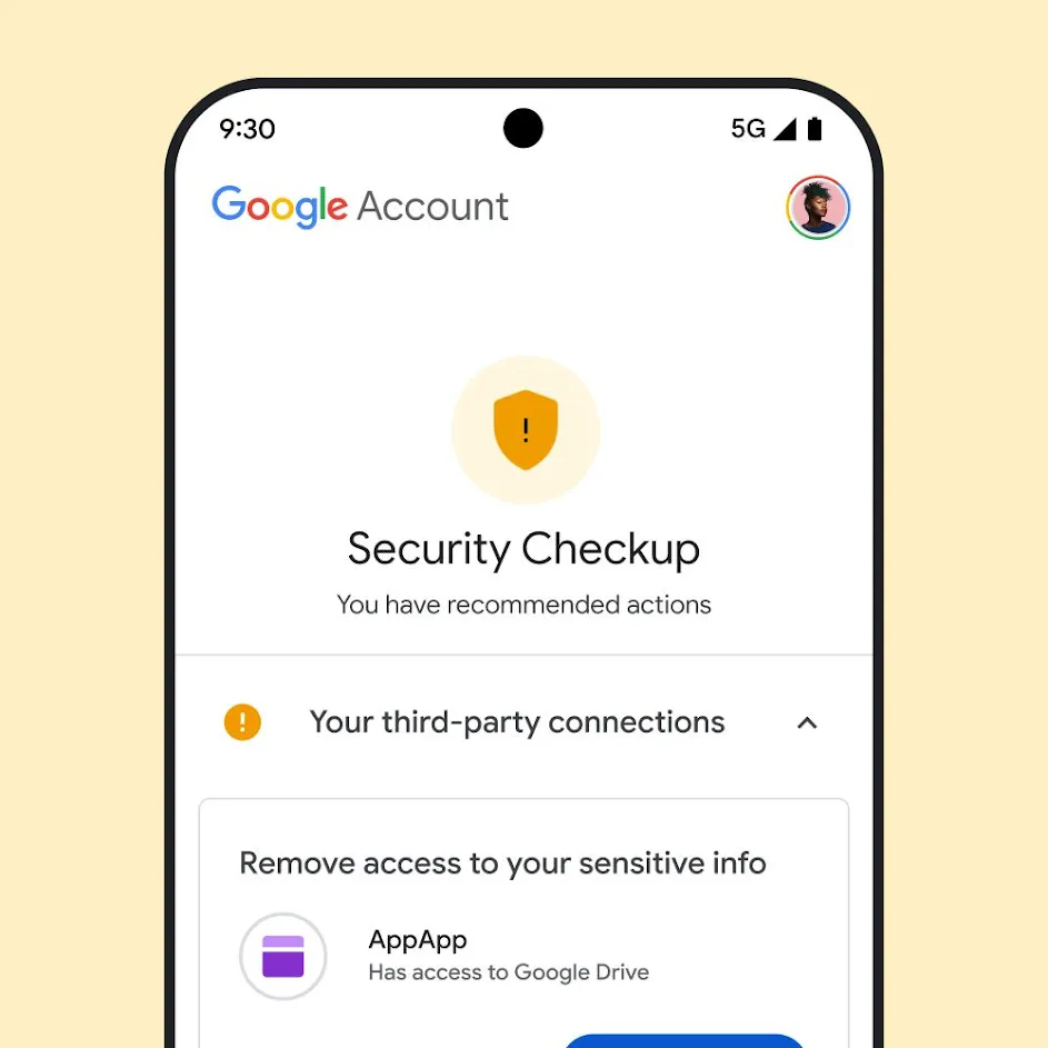 Image of Google Security Checkup UI.